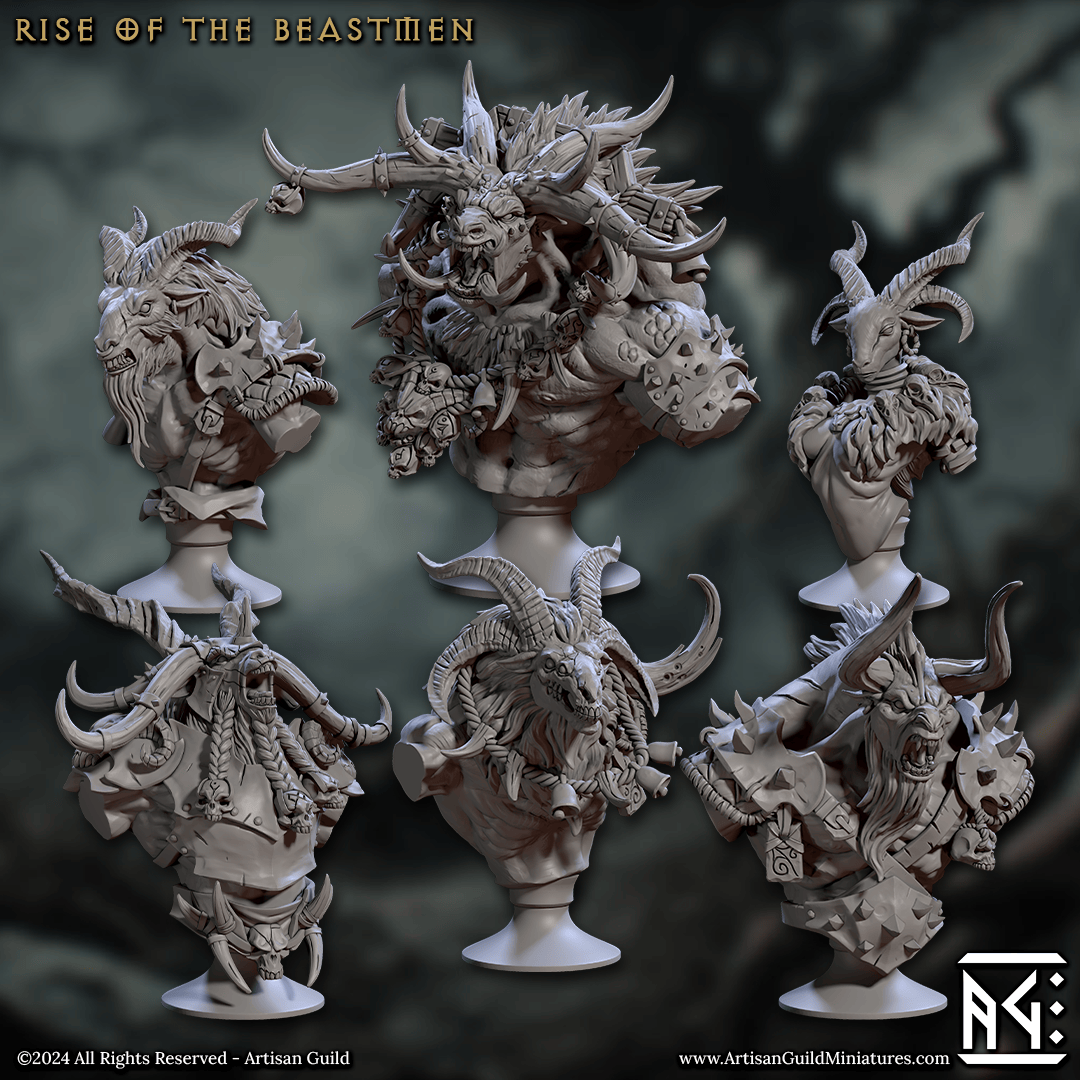 3D Printed Artisan Guild Rise of the Beastmen Bust Set 28mm 32mm - 3D Printing Boss 