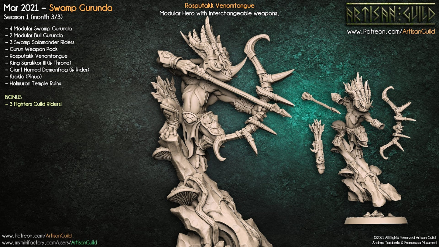 3D Printed Artisan Guild Rosputakk Venomtongue Swamp Gurunda 28mm 32mm - 3D Printing Boss 