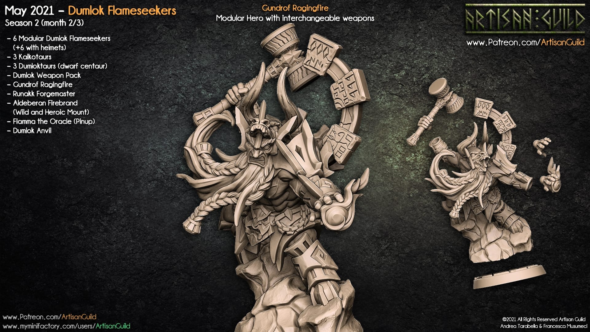 3D Printed Artisan Guild Runakk Forgemaster Dumlok Flameseekers 28mm 32mm - 3D Printing Boss 
