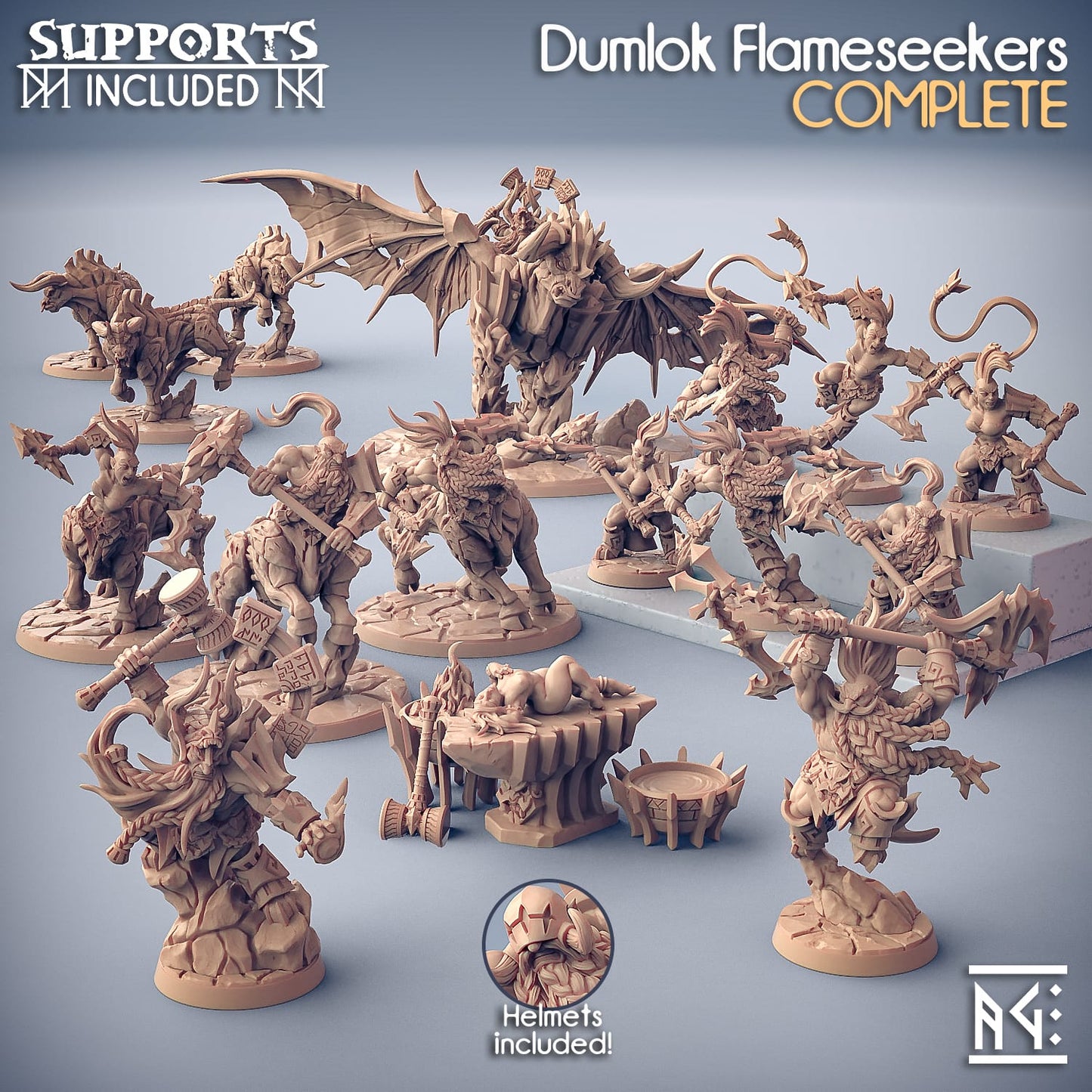 3D Printed Artisan Guild Runakk Forgemaster Dumlok Flameseekers 28mm 32mm - 3D Printing Boss 