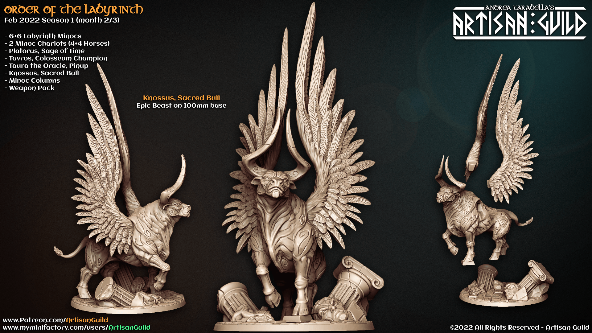 3D Printed Artisan Guild Sacred Bull Knossus Order of the Labyrinth 28mm 32mm - 3D Printing Boss 