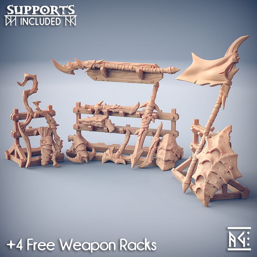 3D Printed Artisan Guild Scourgeland Survivor Weapons Rack Scourgeland Survivors 28mm 32mm - 3D Printing Boss 