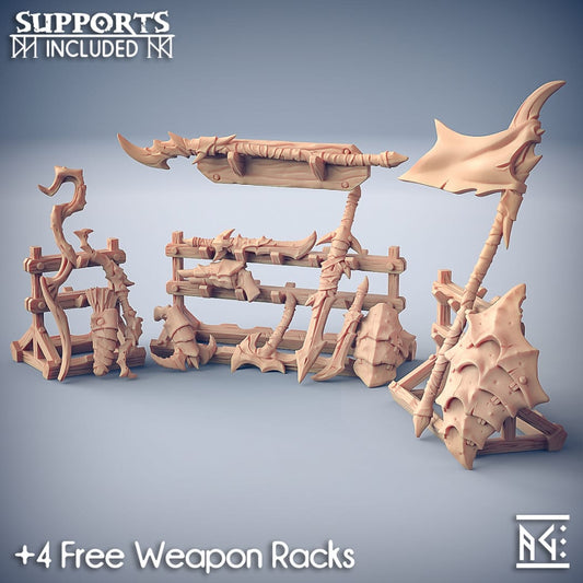 3D Printed Artisan Guild Scourgeland Survivor Weapons Rack Scourgeland Survivors 28mm 32mm - 3D Printing Boss 