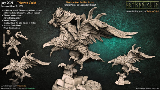 3D Printed Artisan Guild Shadowclaws the Dire Raven Thieves Guild 28mm 32mm - 3D Printing Boss 