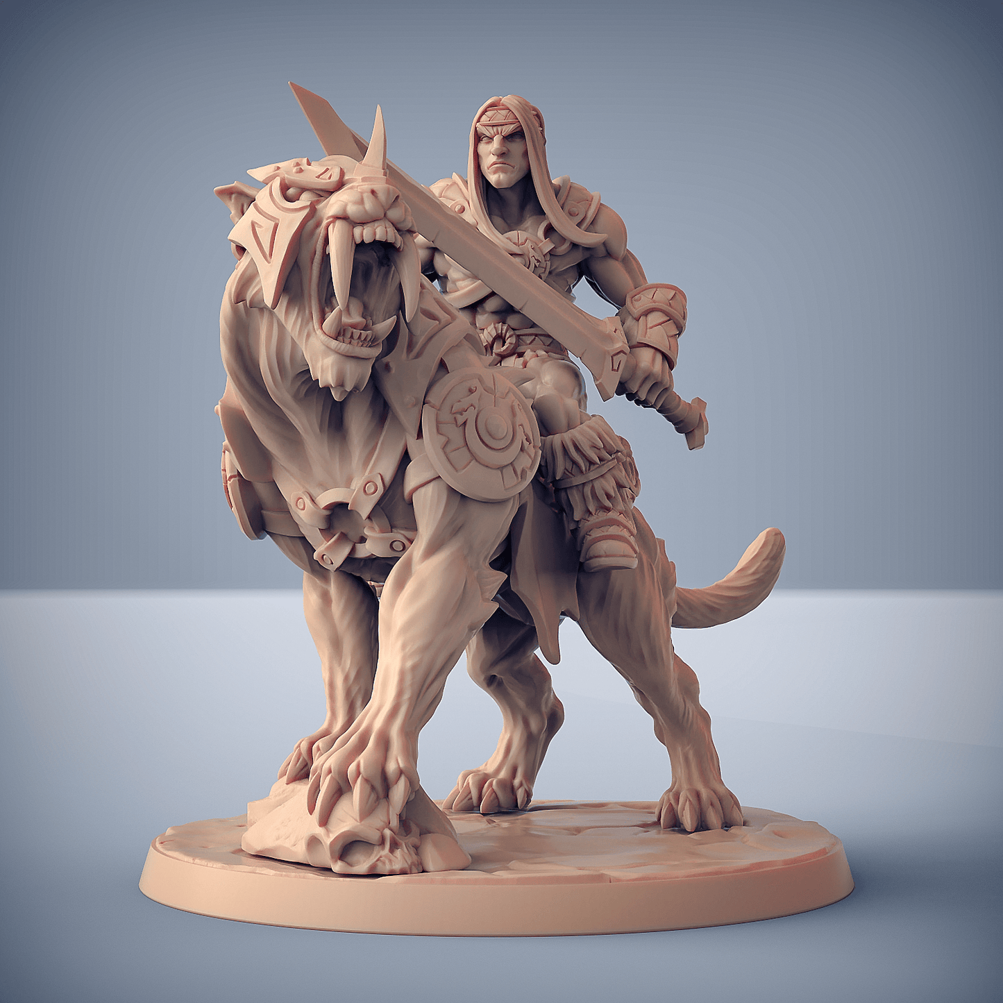 3D Printed Artisan Guild Smilodon Riders Dragonpeak Barbarians 28mm 32mm - 3D Printing Boss 
