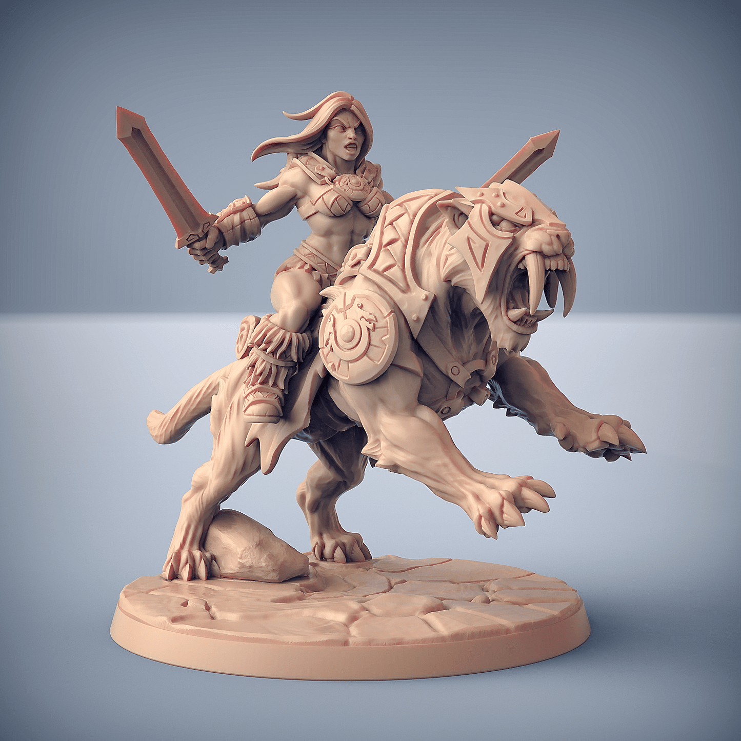 3D Printed Artisan Guild Smilodon Riders Dragonpeak Barbarians 28mm 32mm - 3D Printing Boss 