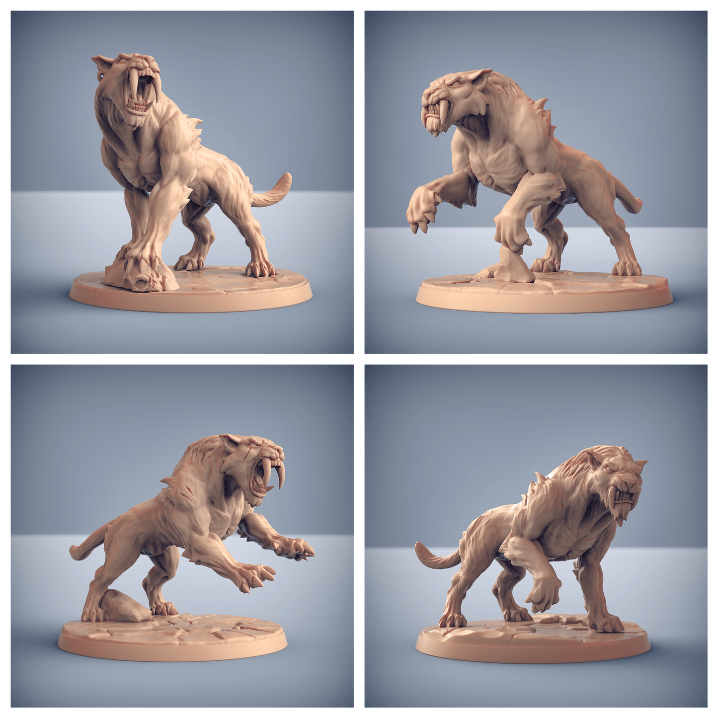 3D Printed Artisan Guild Smilodon Riders Dragonpeak Barbarians 28mm 32mm - 3D Printing Boss 