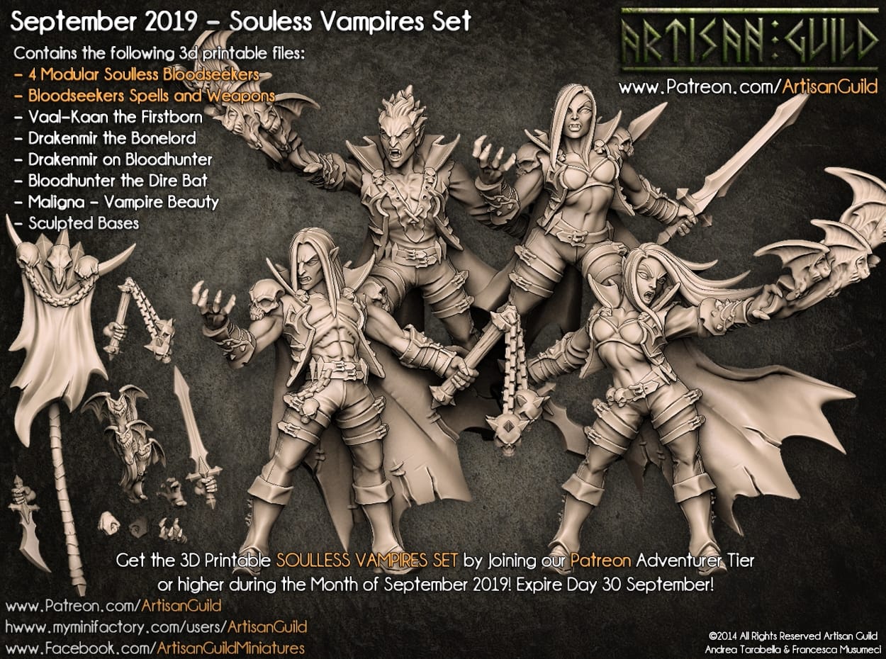 3D Printed Artisan Guild Soulless Bloodseekers Soulless Vampires Set 28mm 32mm - 3D Printing Boss 