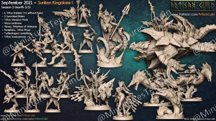 3D Printed Artisan Guild Standalone Weapons & Hands Sunken Kingdom 28mm 32mm - 3D Printing Boss 