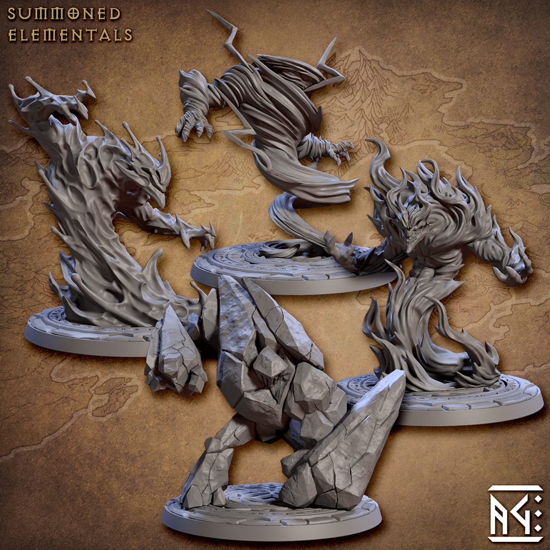 3D Printed Artisan Guild Summoned Elementals Arcanists Guild 28mm 32mm - 3D Printing Boss 