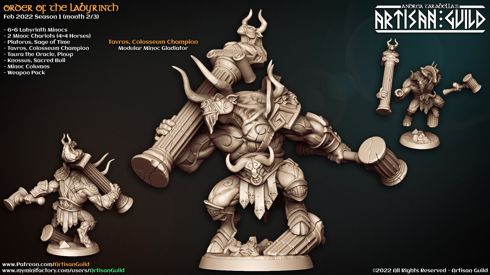 3D Printed Artisan Guild Tavros Colosseum Champion Order of the Labyrinth 28mm 32mm - 3D Printing Boss 