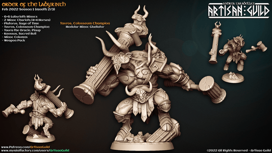 3D Printed Artisan Guild Tavros Colosseum Champion Order of the Labyrinth 28mm 32mm - 3D Printing Boss 