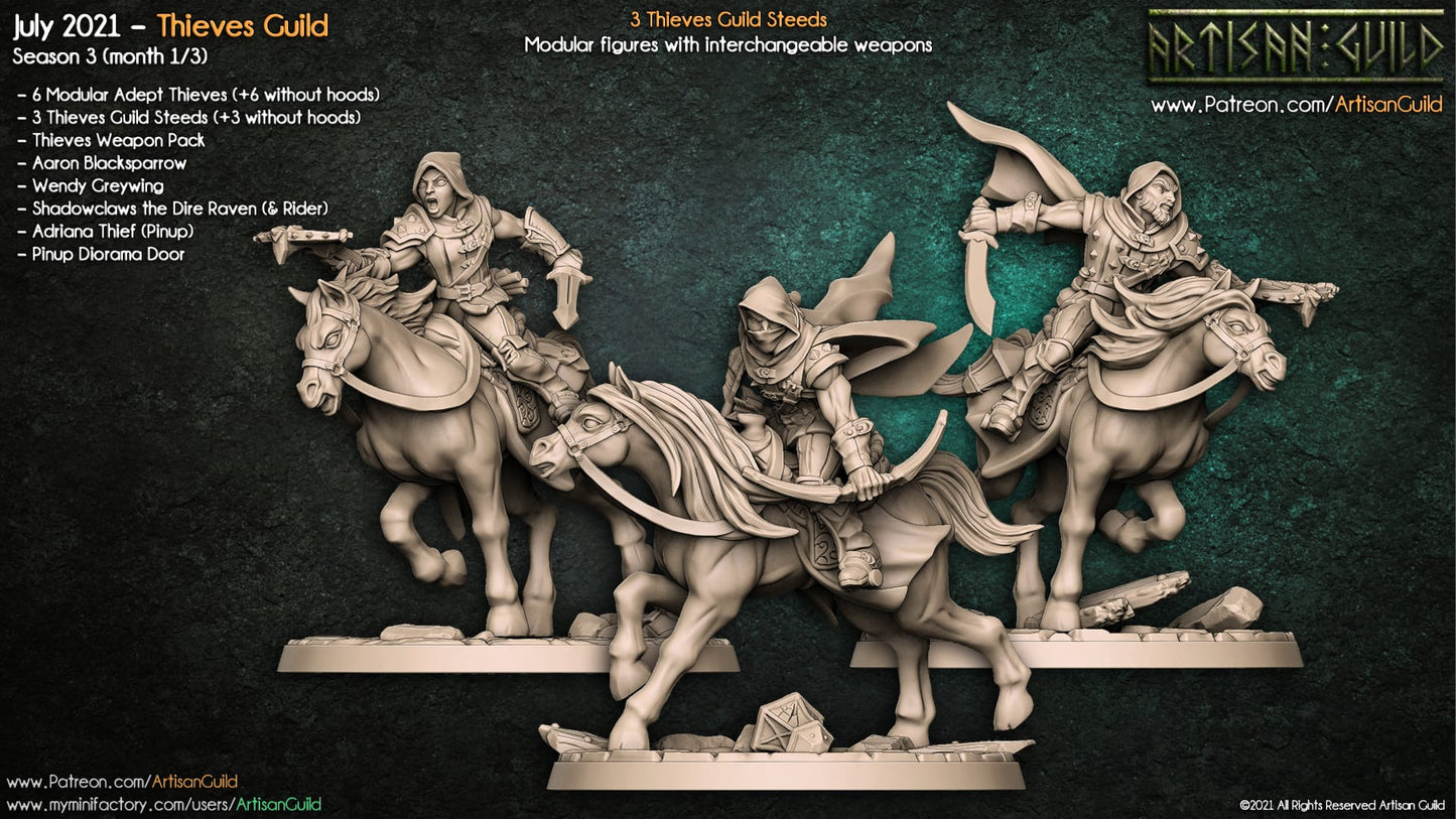 3D Printed Artisan Guild Thieves Guild Steeds Thieves Guild 28mm 32mm - 3D Printing Boss 