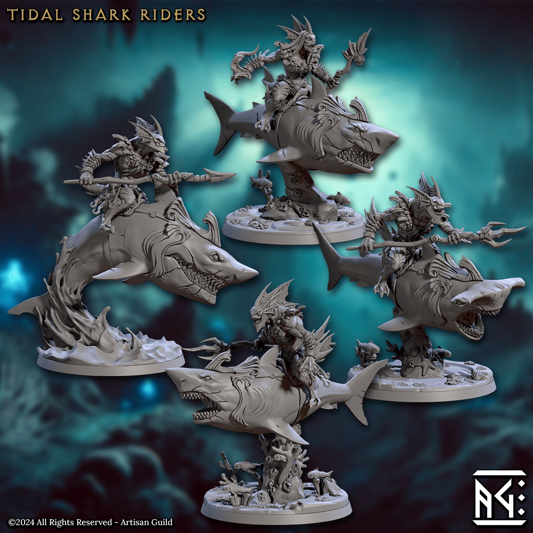 3D Printed Artisan Guild Tidal Sharks Riders Mirmidons of the Death Tide 28mm 32mm - 3D Printing Boss 