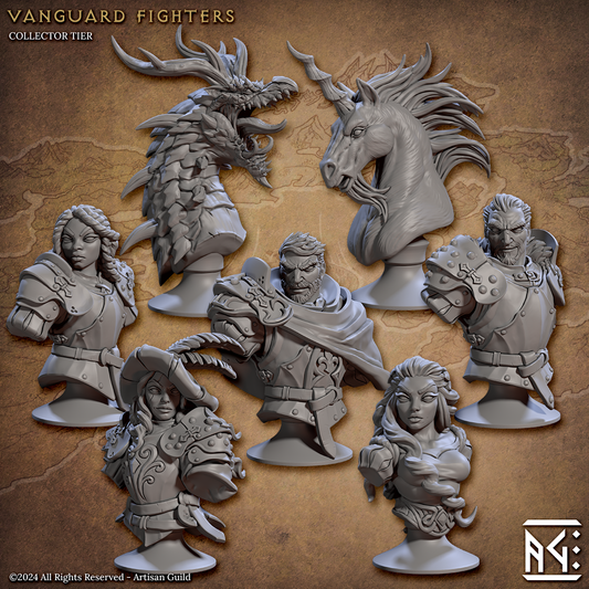 3D Printed Artisan Guild Vanguard Fighters Busts 28mm 32mm - 3D Printing Boss 