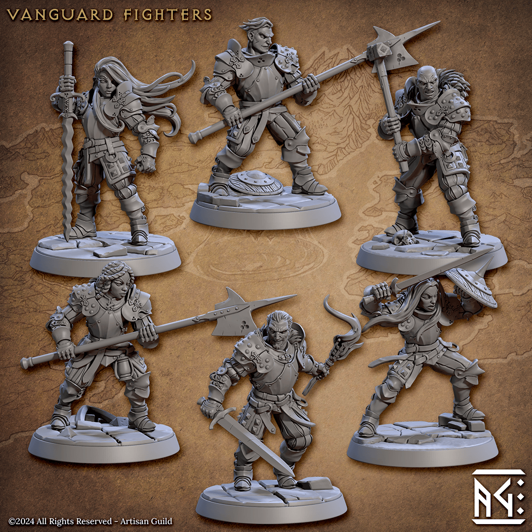 3D Printed Artisan Guild Vanguard Fighters Vanguard Fighters Set 28mm 32mm - 3D Printing Boss 