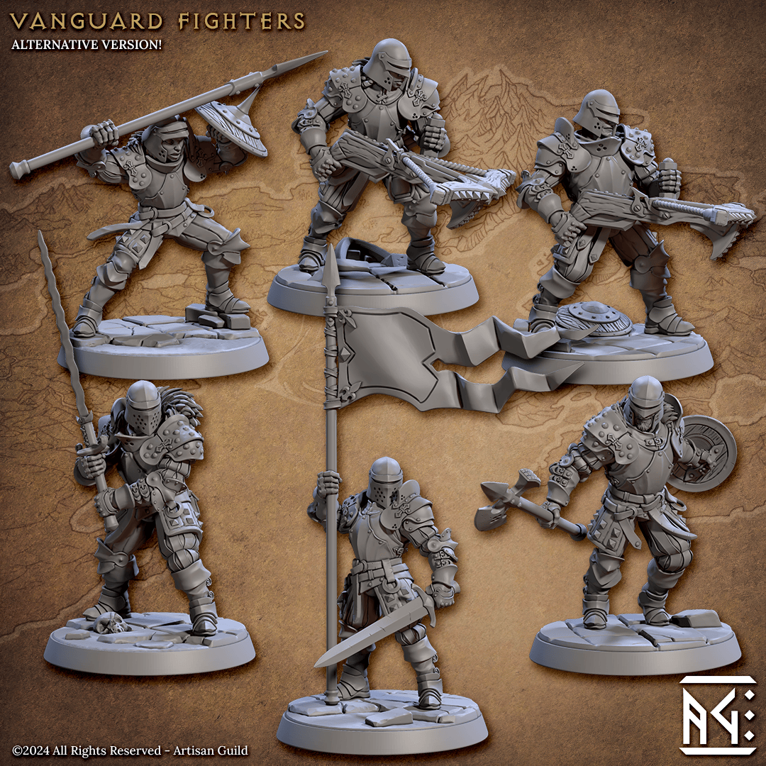 3D Printed Artisan Guild Vanguard Fighters Vanguard Fighters Set 28mm 32mm - 3D Printing Boss 