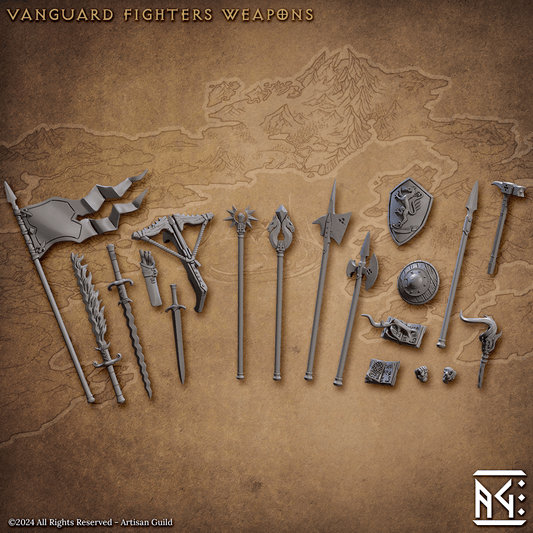 3D Printed Artisan Guild Vanguard Fighters Weapon Racks Vanguard Fighters Set 28mm 32mm - 3D Printing Boss 