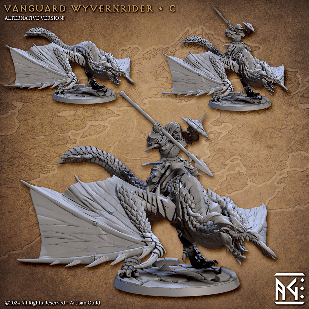 3D Printed Artisan Guild Vanguard Wyvernriders Vanguard Fighters Set 28mm 32mm - 3D Printing Boss 
