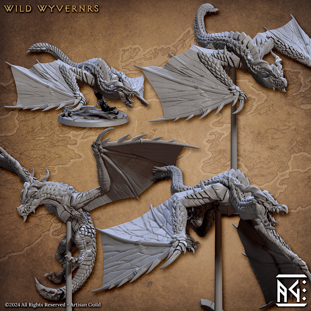 3D Printed Artisan Guild Vanguard Wyvernriders Vanguard Fighters Set 28mm 32mm - 3D Printing Boss 