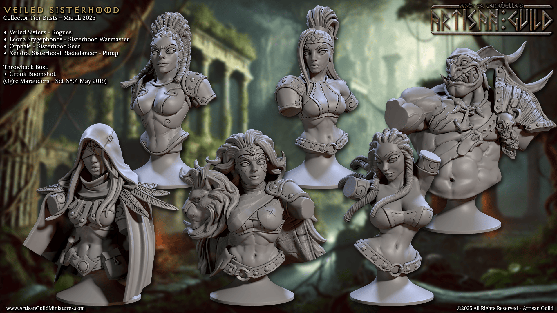 3D Printed Artisan Guild Veiled Sisterhood Bust Set 28mm 32mm - 3D Printing Boss 