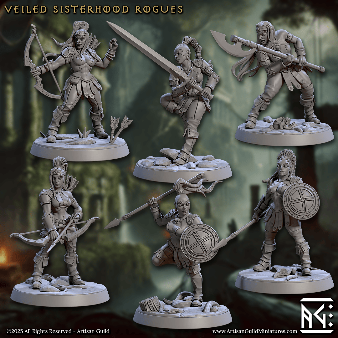 3D Printed Artisan Guild Veiled Sisterhood Rogues Veiled Sisterhood Set 28mm 32mm - 3D Printing Boss 