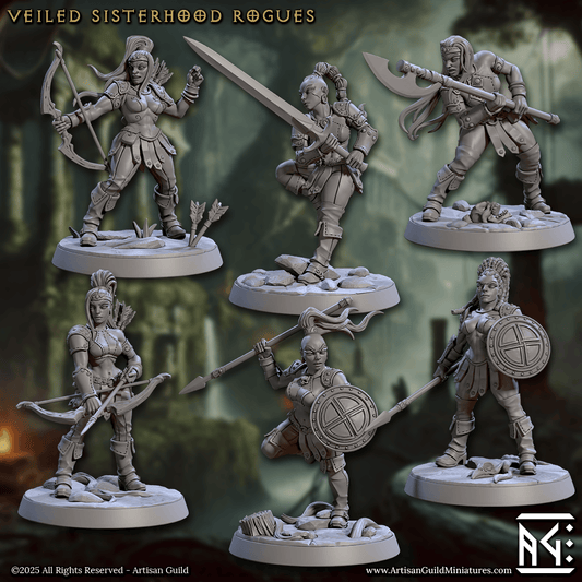 3D Printed Artisan Guild Veiled Sisterhood Rogues Veiled Sisterhood Set 28mm 32mm - 3D Printing Boss 