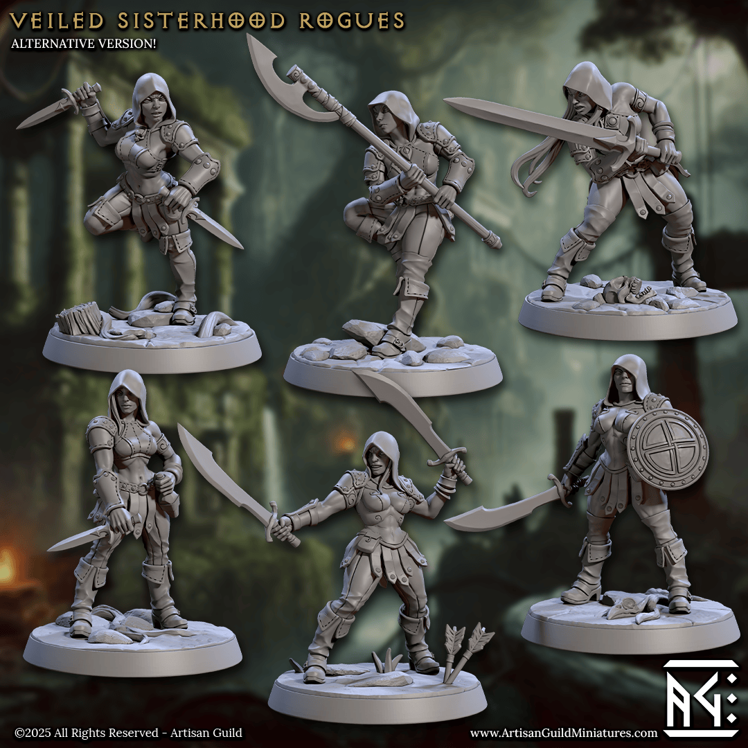 3D Printed Artisan Guild Veiled Sisterhood Rogues Veiled Sisterhood Set 28mm 32mm - 3D Printing Boss 