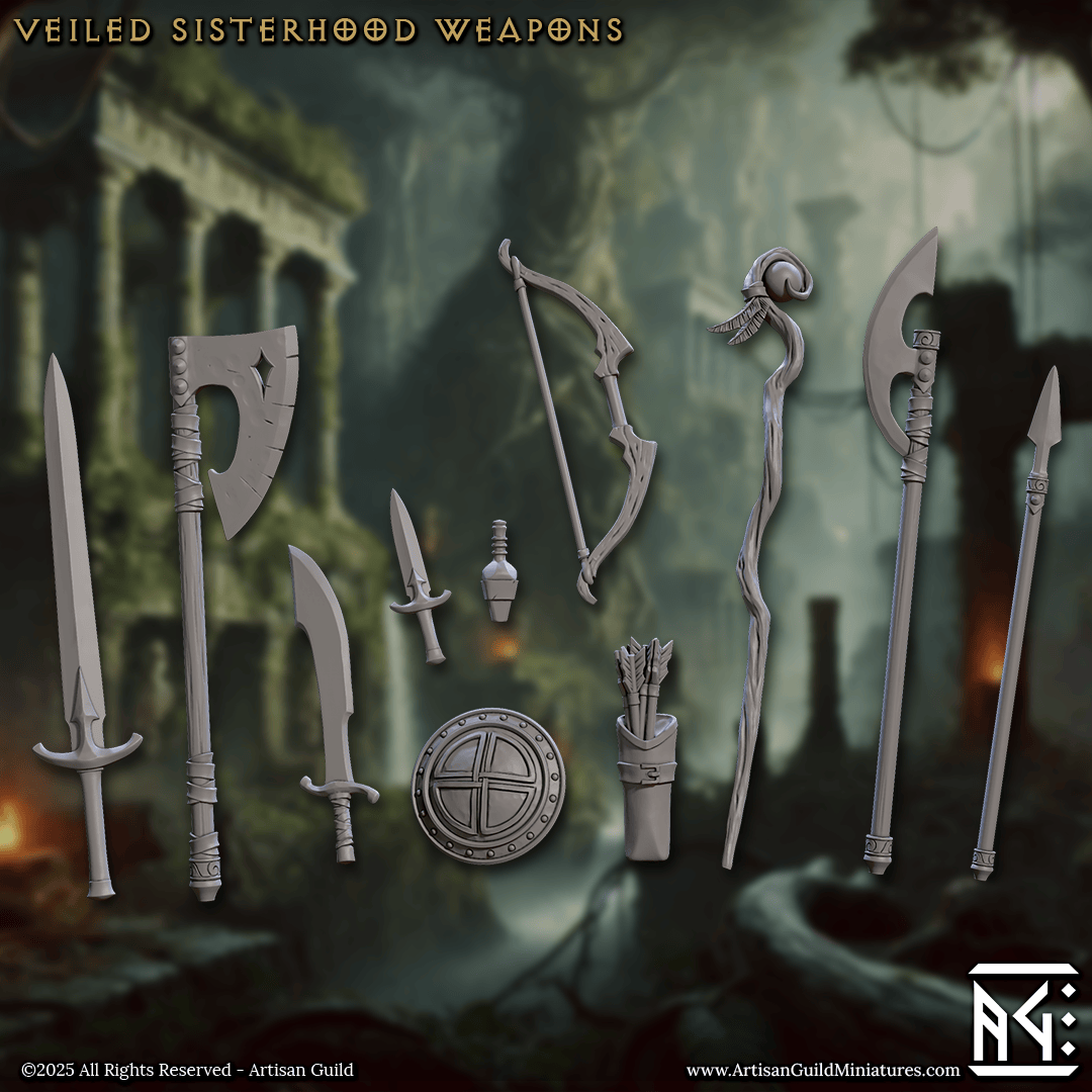 3D Printed Artisan Guild Veiled Sisterhood Weapons & Hands Veiled Sisterhood Set 28mm 32mm - 3D Printing Boss 