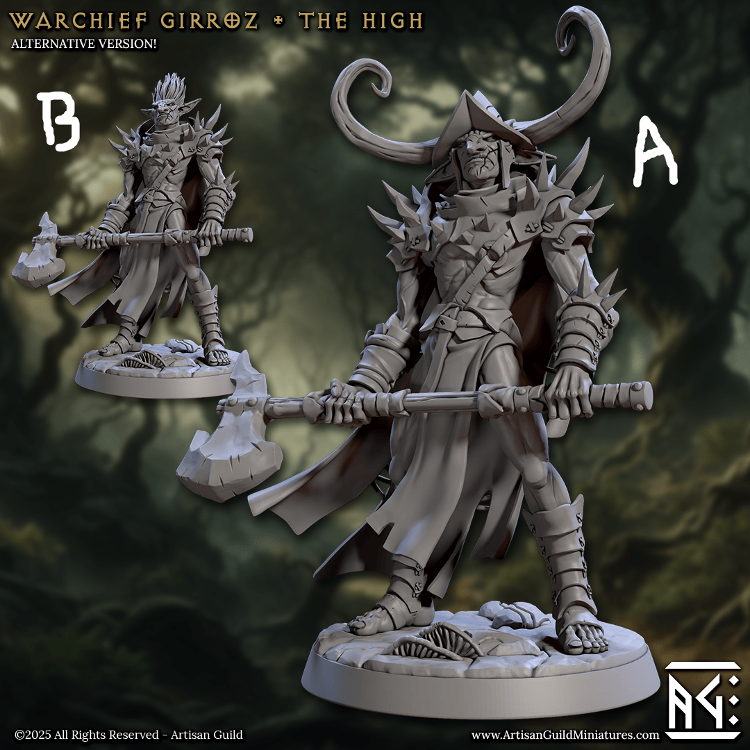 3D Printed Artisan Guild Warchief Girroz The High Faldorn Hobgoblin Set 28mm 32mm - 3D Printing Boss 