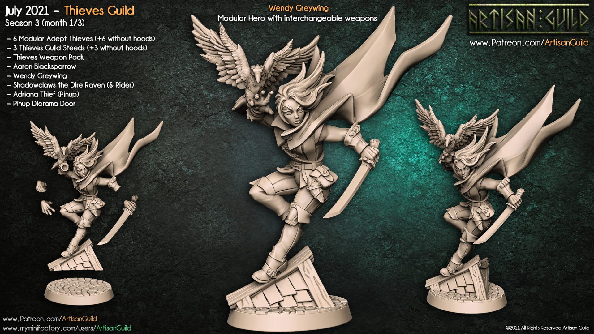3D Printed Artisan Guild Wendy Greywing Thieves Guild 28mm 32mm - 3D Printing Boss 