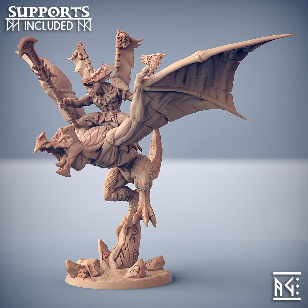 3D Printed Artisan Guild Xoltoa on Sky Terror Goldmaw Lizard Prince Lizards Set 28mm 32mm - 3D Printing Boss 