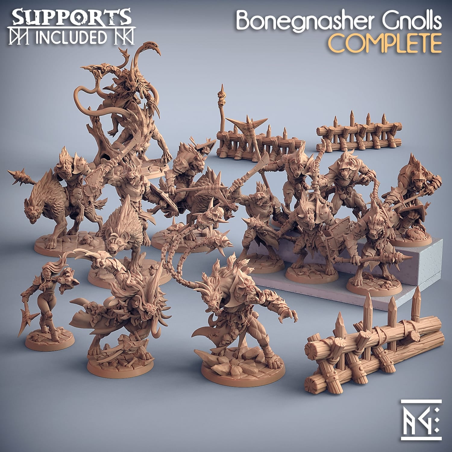 3D Printed Artisan Guild Yenogra the Matriarch Bonegnasher Gnolls 28mm 32mm - 3D Printing Boss 
