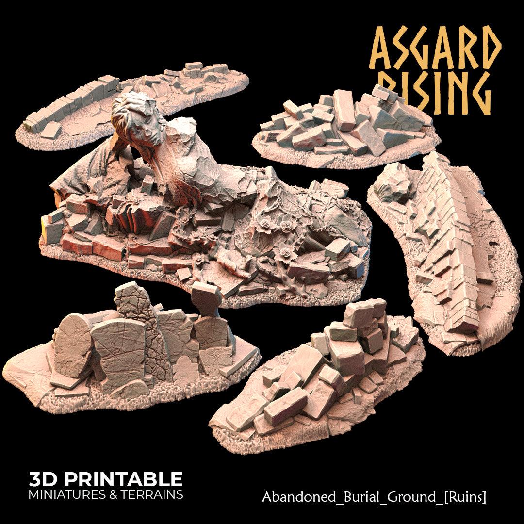 3D Printed Asgard Rising Abandoned Burial Ground Ruins 28 32 mm Wargaming DnD - 3D Printing Boss 