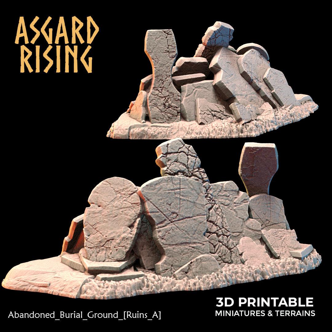 3D Printed Asgard Rising Abandoned Burial Ground Ruins 28 32 mm Wargaming DnD - 3D Printing Boss 