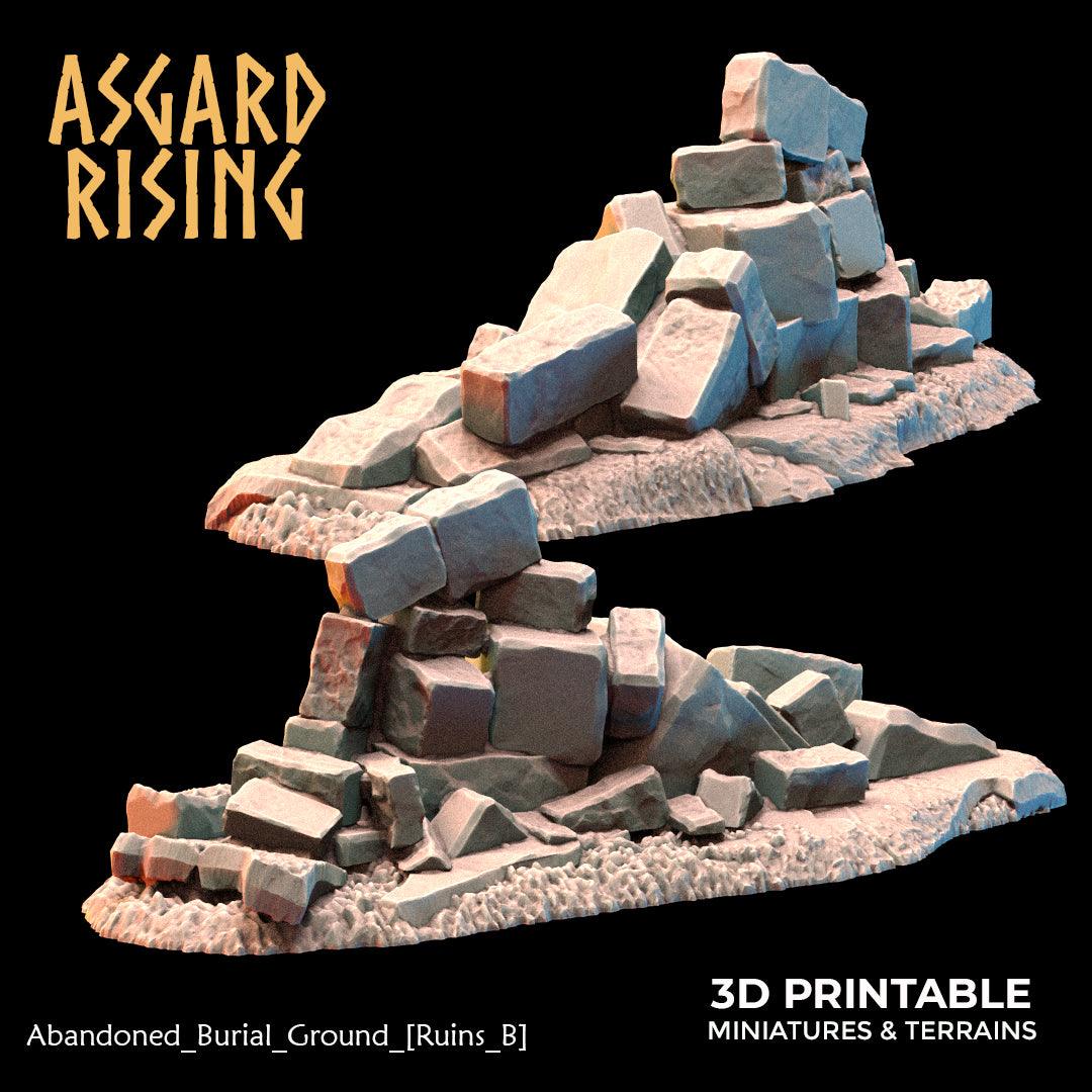 3D Printed Asgard Rising Abandoned Burial Ground Ruins 28 32 mm Wargaming DnD - 3D Printing Boss 