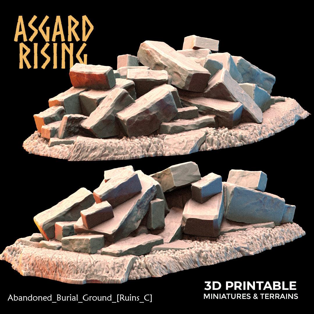 3D Printed Asgard Rising Abandoned Burial Ground Ruins 28 32 mm Wargaming DnD - 3D Printing Boss 