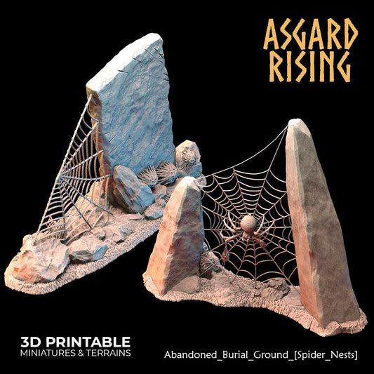 3D Printed Asgard Rising Abandoned Burial Ground Spider Nests 28 32 mm Wargaming DnD - 3D Printing Boss 