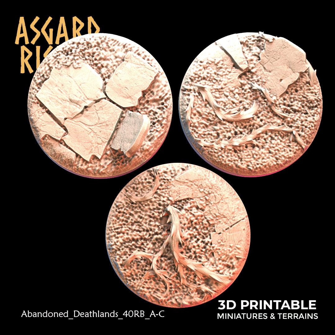 3D Printed Asgard Rising Abandoned Deathlands 3x 40mm Round Base Wargaming DnD - 3D Printing Boss 