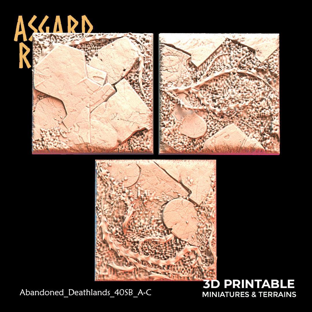 3D Printed Asgard Rising Abandoned Deathlands 3x 40mm Square Base Wargaming DnD - 3D Printing Boss 