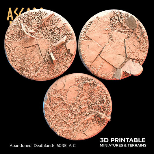 3D Printed Asgard Rising Abandoned Deathlands 3x 60mm Round Base Wargaming DnD - 3D Printing Boss 
