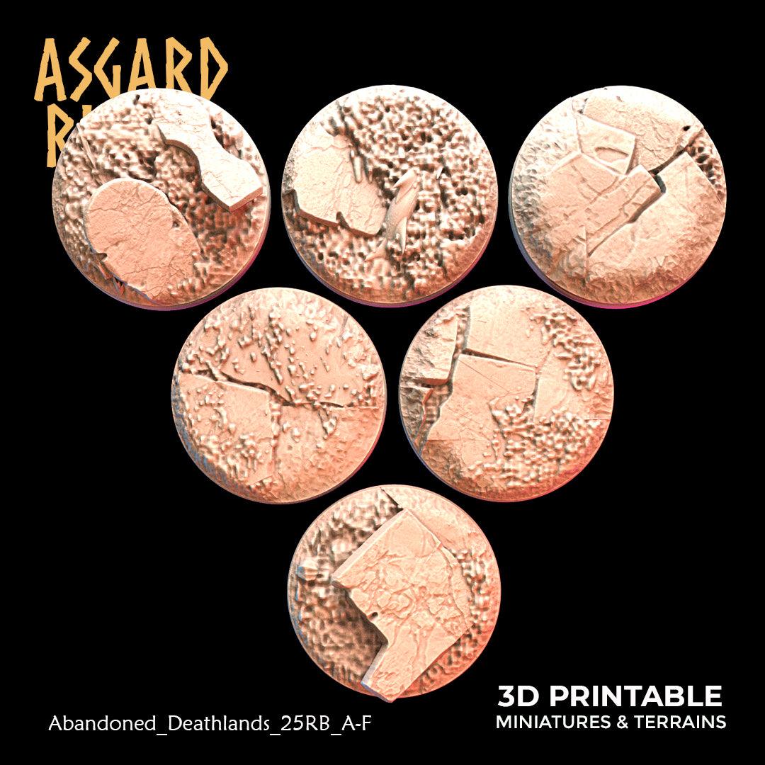 3D Printed Asgard Rising Abandoned Deathlands 6x 25 28 32 35mm Round Base Wargaming DnD - 3D Printing Boss 