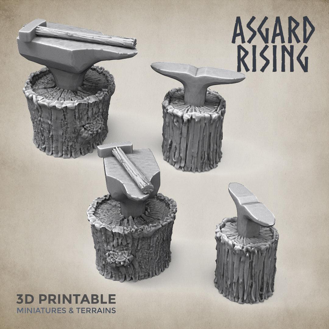 3D Printed Asgard Rising Blacksmith Forge Anvil Props Set 28 32 mm Wargaming DnD - 3D Printing Boss 