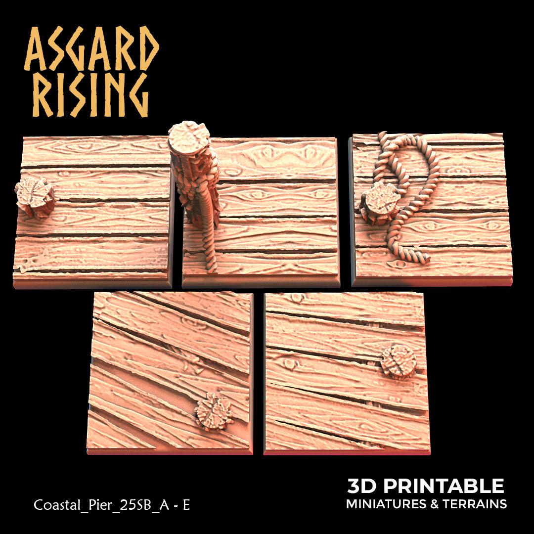 3D Printed Asgard Rising Coastal Pier Set 1 - 20 25 30 35mm Square Bases 28 32 mm Wargaming DnD - 3D Printing Boss 