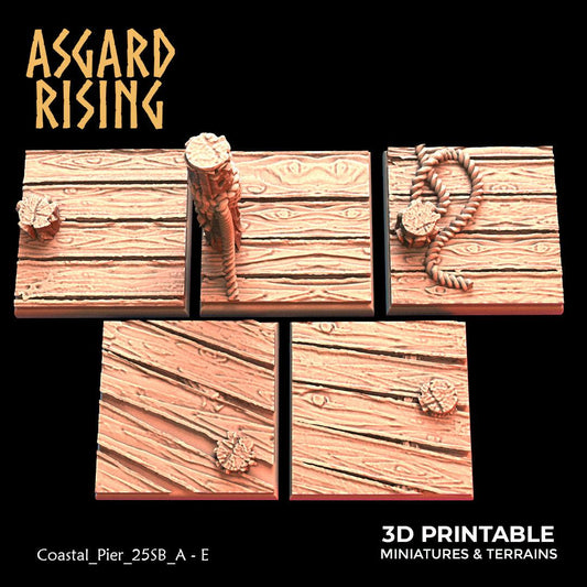 3D Printed Asgard Rising Coastal Pier Set 1 - 20 25 30 35mm Square Bases 28 32 mm Wargaming DnD - 3D Printing Boss 