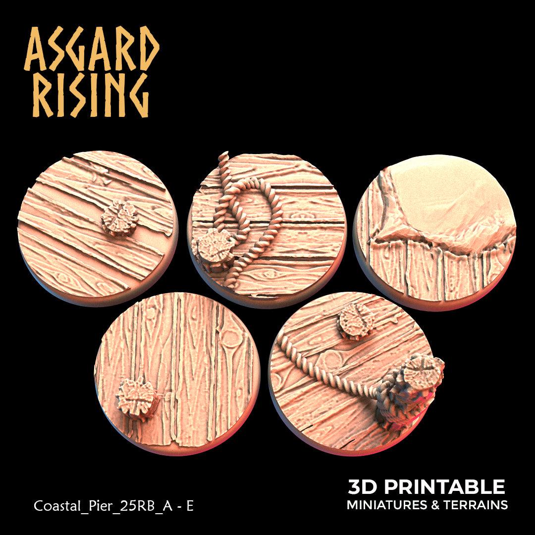3D Printed Asgard Rising Coastal Pier Set 1 - 25 28 32 35mm Round Bases 28 32 mm Wargaming DnD - 3D Printing Boss 