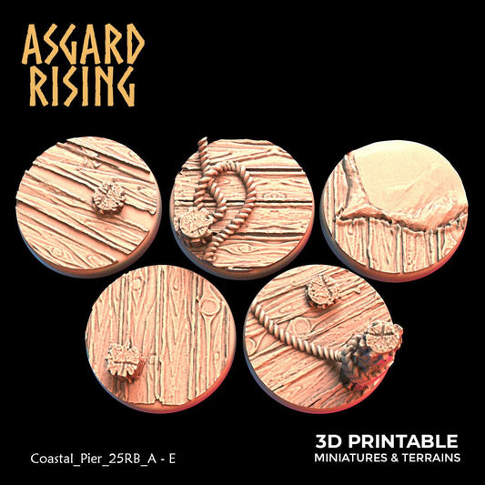 3D Printed Asgard Rising Coastal Pier Set 1 - 25 28 32 35mm Round Bases 28 32 mm Wargaming DnD - 3D Printing Boss 