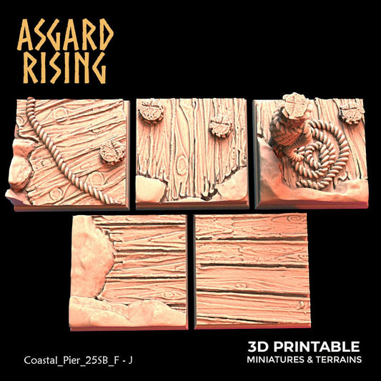 3D Printed Asgard Rising Coastal Pier Set 2 - 20 25 30 35mm Square Bases 28 32 mm Wargaming DnD - 3D Printing Boss 