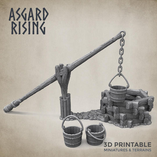 3D Printed Asgard Rising Crane Water Well 28 32 mm Wargaming DnD - 3D Printing Boss 