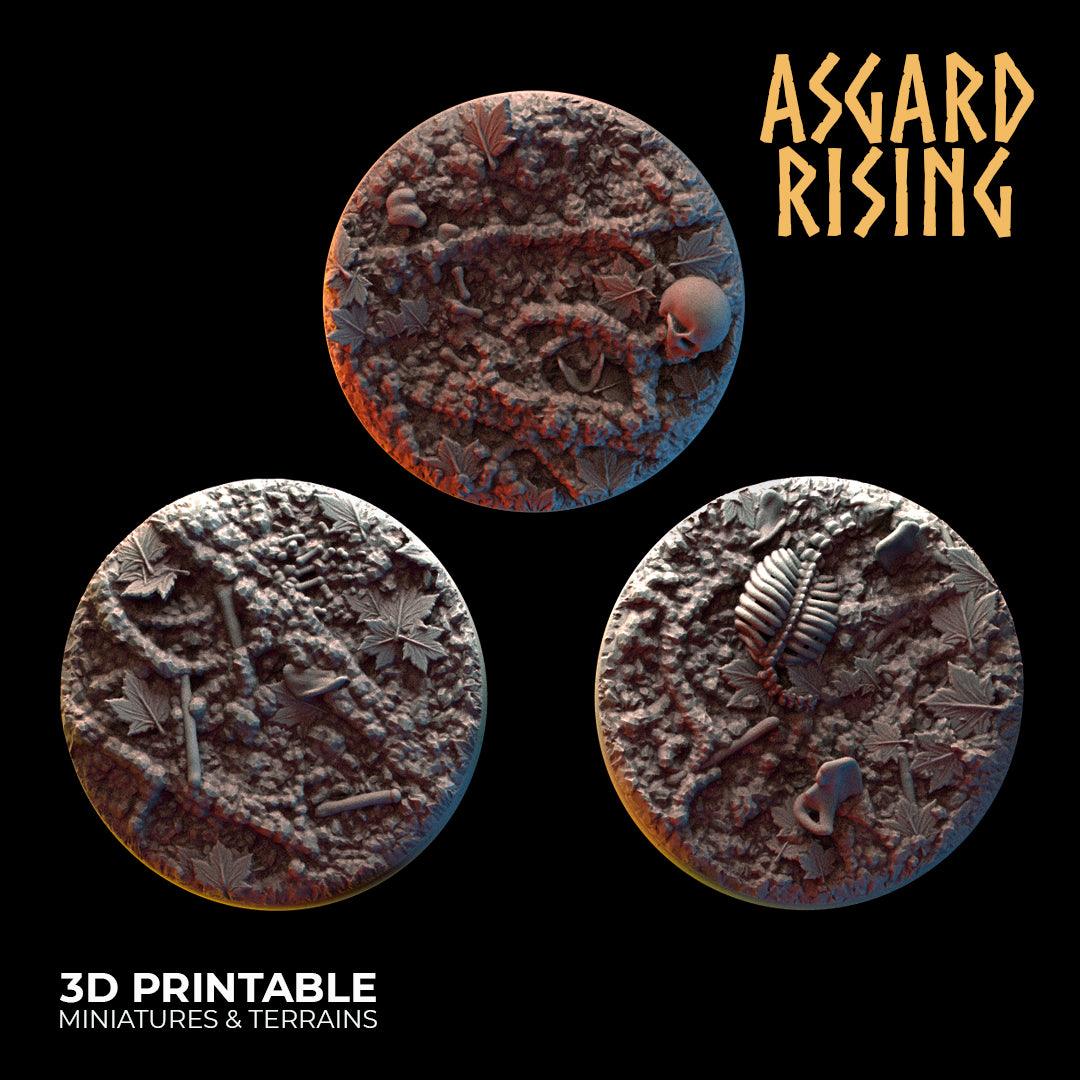 3D Printed Asgard Rising Deepforest Ritual Ground Round Base Set - 3 x 32 35 mm Round Base Set B Wargaming DnD - 3D Printing Boss 